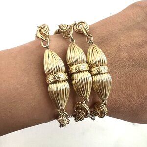 Vintage Glam Triple Row Bracelet, Goldtone, 8 in